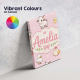 Personalised Name Cute Farm Animals Cow Custom  Modern Room Accent Elegant Feature Canvas Wall Art Print Decor Picture Ready to Hang