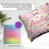 Custom Name Farm Animals Cow Goat Pig Chicken Soft Pink Seamless Square Filled Cushion Throw Pillow Sofa Bed Home Decor Zip Washable UK Made