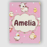 Personalised Name Cute Farm Animals Cow Custom  Modern Room Accent Elegant Feature Canvas Wall Art Print Decor Picture Ready to Hang