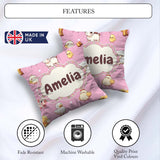 Custom Name Farm Animals Cow Goat Pig Chicken Rose Pink Seamless Square Filled Cushion Throw Pillow Sofa Bed Home Decor Zip Washable UK Made