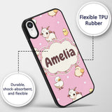 Cute Farm Animals Cow Goat Pig Chicken Rose Pink Custom Name Protective Phone Case Mobile Cover Durable Everyday Smartphone Shock Resistant