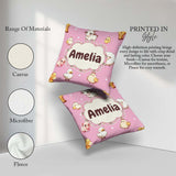 Custom Name Farm Animals Cow Goat Pig Chicken Rose Pink Seamless Square Filled Cushion Throw Pillow Sofa Bed Home Decor Zip Washable UK Made