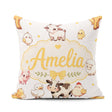 Custom Name Farm Animals Cow Goat Pig Chicken Grey Dots Seamless Square Filled Cushion Throw Pillow Sofa Bed Home Decor Zip Washable UK Made