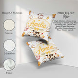 Custom Name Farm Animals Cow Goat Pig Chicken Grey Dots Seamless Square Filled Cushion Throw Pillow Sofa Bed Home Decor Zip Washable UK Made