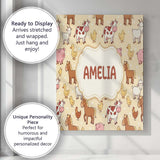Personalised Name Cute Farm Animals Cow Custom  Modern Room Accent Elegant Feature Canvas Wall Art Print Decor Picture Ready to Hang