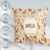 Custom Name Cute Farm Animals Cow Goat Pig Chicken Dots Seamless Square Filled Cushion Throw Pillow Sofa Bed Home Decor Zip Washable UK Made