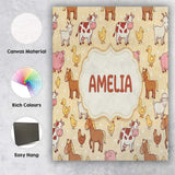 Personalised Name Cute Farm Animals Cow Custom  Modern Room Accent Elegant Feature Canvas Wall Art Print Decor Picture Ready to Hang