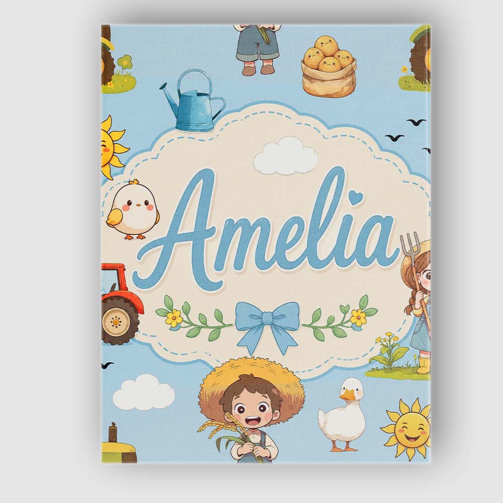 Personalised Name Cute Farm Tractor Farmer Custom  Unique Gift Idea Elegant Feature Canvas Wall Art Print Decor Picture Ready to Hang