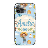 Cute Farm Tractor Farmer Duck Sun Cloud Seamless Custom Name Protective Phone Case Mobile Cover Durable Everyday Smartphone Shock Resistant