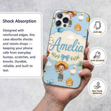 Cute Farm Tractor Farmer Duck Sun Cloud Seamless Custom Name Protective Phone Case Mobile Cover Durable Everyday Smartphone Shock Resistant