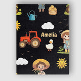 Personalised Name Cute Farm Tractor Farmer Custom  Unique Gift Idea Elegant Feature Canvas Wall Art Print Decor Picture Ready to Hang