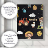 Personalised Name Cute Farm Tractor Farmer Custom  Unique Gift Idea Elegant Feature Canvas Wall Art Print Decor Picture Ready to Hang