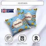 Custom Name Cute Farm Tractor Farmer Duck Blue Sky Seamless Name Square Filled Cushion Throw Pillow Sofa Bed Home Decor Zip Washable UK Made