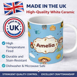 Personalized Custom Name Cute Farm Tractor Farmer Duck Blue Sky Seamless Pattern Name Unique 11oz Ceramic Coffee Tea Mug White Large Handle
