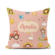 Custom Name Cute Farm Farmer Duck Sun Clouds Peach Seamless Name Square Filled Cushion Throw Pillow Sofa Bed Home Decor Zip Washable UK Made