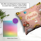 Custom Name Cute Farm Farmer Duck Sun Clouds Peach Seamless Name Square Filled Cushion Throw Pillow Sofa Bed Home Decor Zip Washable UK Made