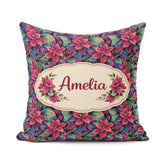 Custom Name Dark Autumn Leaves Botanical Seamless Pattern Lovely Square Filled Cushion Throw Pillow Sofa Bed Home Decor Zip Washable UK Made