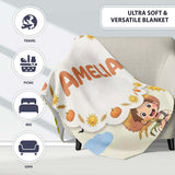 Cute Farm Tractor Farmer Duck Clouds Cream Seamless Pattern Name  Personalised Custom Name Super Soft Fleece Blanket Bed Sofa Throw