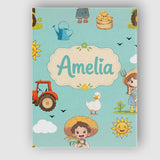 Personalised Name Cute Farm Tractor Farmer Custom  Unique Gift Idea Elegant Feature Canvas Wall Art Print Decor Picture Ready to Hang