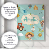 Personalised Name Cute Farm Tractor Farmer Custom  Unique Gift Idea Elegant Feature Canvas Wall Art Print Decor Picture Ready to Hang