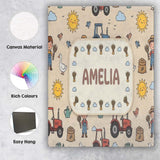 Personalised Name Cute Farm Tractor Farmer Custom  Unique Gift Idea Elegant Feature Canvas Wall Art Print Decor Picture Ready to Hang