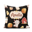 Custom Name Baby Goat Barn Hay Milk Chick Black Seamless Pattern Square Filled Cushion Throw Pillow Sofa Bed Home Decor Zip Washable UK Made