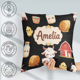 Custom Name Baby Goat Barn Hay Milk Chick Black Seamless Pattern Square Filled Cushion Throw Pillow Sofa Bed Home Decor Zip Washable UK Made
