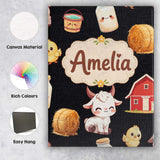 Personalised Name Cute Baby Goat Barn Hay Custom  Unique Gift Idea Elegant Feature Canvas Wall Art Print Decor Picture Ready to Hang