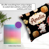 Custom Name Baby Goat Barn Hay Milk Chick Black Seamless Pattern Square Filled Cushion Throw Pillow Sofa Bed Home Decor Zip Washable UK Made