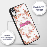 Cute Dachshund Valentine Hearts Love Seamless Custom Name Protective Phone Case Mobile Cover Durable Everyday Smartphone Shock Resistant
