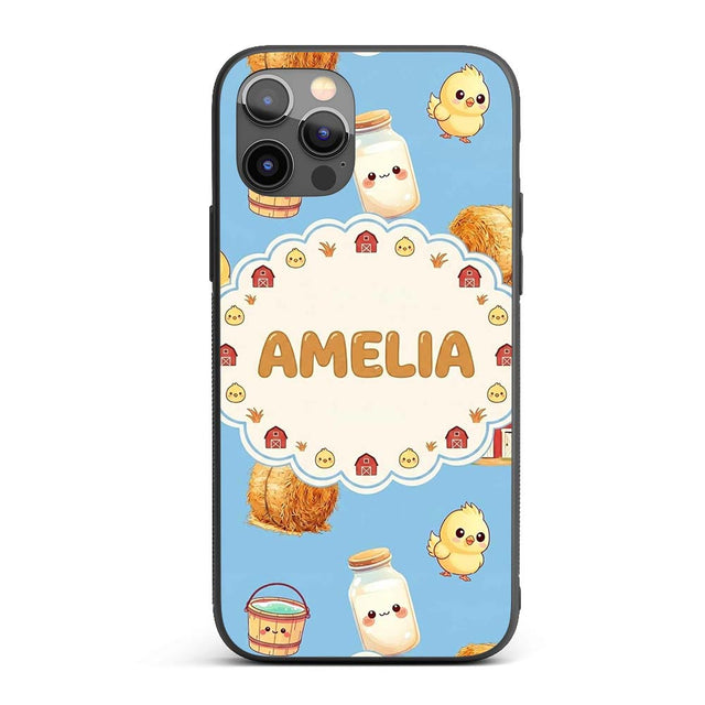 Cute Baby Goat Barn Hay Milk Chick Farm Blue Custom Name Protective Phone Case Mobile Cover Durable Everyday Smartphone Shock Resistant
