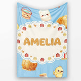 Cute Baby Goat Barn Hay Milk Chick Farm Blue Seamless Pattern Name  Personalised Custom Name Super Soft Fleece Blanket Bed Sofa Throw