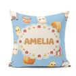 Custom Name Baby Goat Barn Hay Milk Chick Farm Blue Pattern Name Square Filled Cushion Throw Pillow Sofa Bed Home Decor Zip Washable UK Made