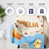 Cute Baby Goat Barn Hay Milk Chick Farm Blue Seamless Pattern Name  Personalised Custom Name Super Soft Fleece Blanket Bed Sofa Throw