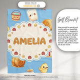 Cute Baby Goat Barn Hay Milk Chick Farm Blue Seamless Pattern Name  Personalised Custom Name Super Soft Fleece Blanket Bed Sofa Throw