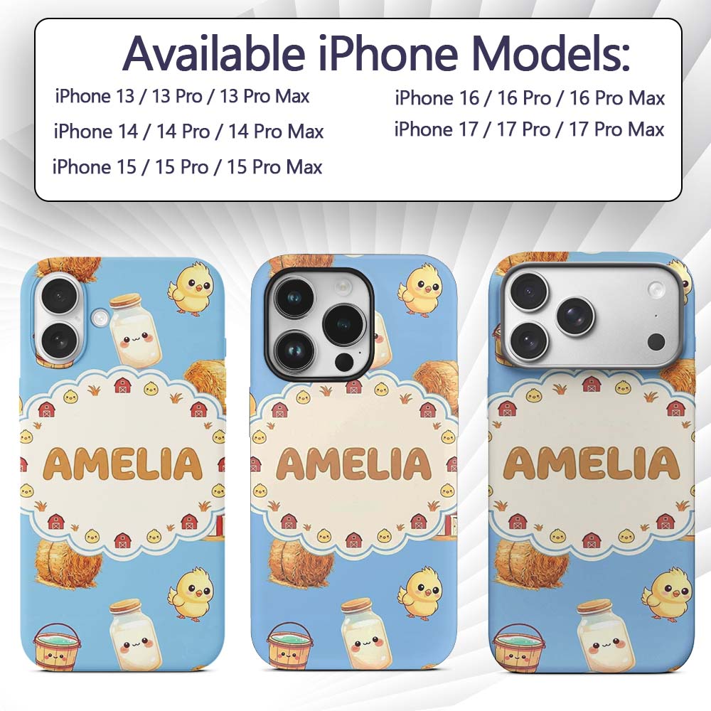 Cute Baby Goat Barn Hay Milk Chick Farm Blue Custom Name Protective Phone Case Mobile Cover Durable Everyday Smartphone Shock Resistant