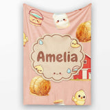 Cute Baby Goat Barn Hay Milk Chick Farm Peach Seamless Pattern  Personalised Custom Name Super Soft Fleece Blanket Bed Sofa Throw