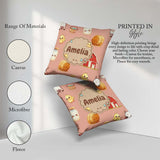 Custom Name Baby Goat Barn Hay Milk Chick Peach Seamless Pattern Square Filled Cushion Throw Pillow Sofa Bed Home Decor Zip Washable UK Made