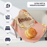 Cute Baby Goat Barn Hay Milk Chick Farm Peach Seamless Pattern  Personalised Custom Name Super Soft Fleece Blanket Bed Sofa Throw