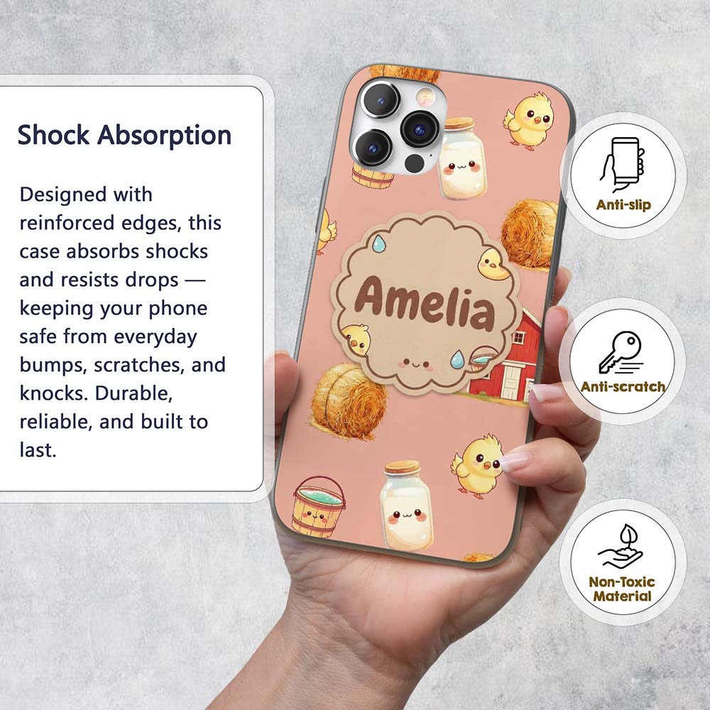 Cute Baby Goat Barn Hay Milk Chick Farm Peach Custom Name Protective Phone Case Mobile Cover Durable Everyday Smartphone Shock Resistant