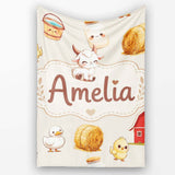 Cute Baby Goat Barn Hay Milk Chick Farm Cream Seamless Pattern  Personalised Custom Name Super Soft Fleece Blanket Bed Sofa Throw