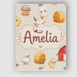 Personalised Name Cute Baby Goat Barn Hay Custom  Unique Gift Idea Elegant Feature Canvas Wall Art Print Decor Picture Ready to Hang