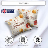 Custom Name Baby Goat Barn Hay Milk Chick Cream Seamless Pattern Square Filled Cushion Throw Pillow Sofa Bed Home Decor Zip Washable UK Made