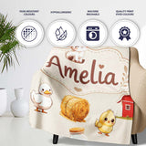 Cute Baby Goat Barn Hay Milk Chick Farm Cream Seamless Pattern  Personalised Custom Name Super Soft Fleece Blanket Bed Sofa Throw
