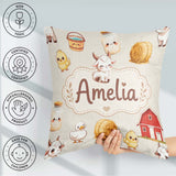 Custom Name Baby Goat Barn Hay Milk Chick Cream Seamless Pattern Square Filled Cushion Throw Pillow Sofa Bed Home Decor Zip Washable UK Made