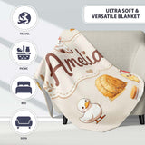 Cute Baby Goat Barn Hay Milk Chick Farm Cream Seamless Pattern  Personalised Custom Name Super Soft Fleece Blanket Bed Sofa Throw