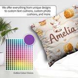 Custom Name Baby Goat Barn Hay Milk Chick Cream Seamless Pattern Square Filled Cushion Throw Pillow Sofa Bed Home Decor Zip Washable UK Made