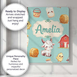 Personalised Name Cute Baby Goat Barn Hay Custom  Unique Gift Idea Elegant Feature Canvas Wall Art Print Decor Picture Ready to Hang
