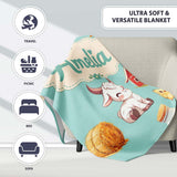 Cute Baby Goat Barn Hay Milk Chick Farm Mint Seamless Pattern Name  Personalised Custom Name Super Soft Fleece Blanket Bed Sofa Throw