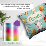 Custom Name Baby Goat Barn Hay Milk Chick Farm Mint Pattern Name Square Filled Cushion Throw Pillow Sofa Bed Home Decor Zip Washable UK Made